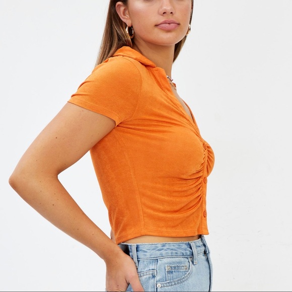 NWT! 🧡 Ruched Button Front Shortsleeve Top 🧡 HOST PICK ✨✨✨✨✨ - Picture 4 of 16